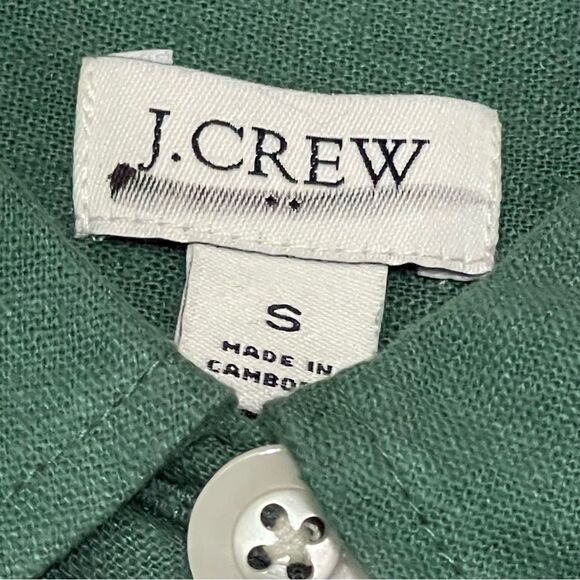 J Crew Factory Linen Blend Belted Mini Shirtdress Size Small Lamppost Green NWT - Picture 9 of 13